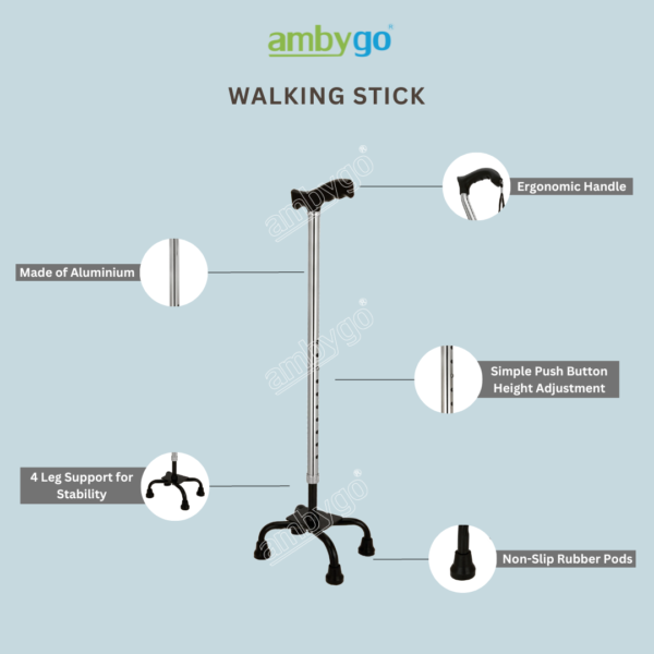 Ambygo Walking Stick Quadripod
